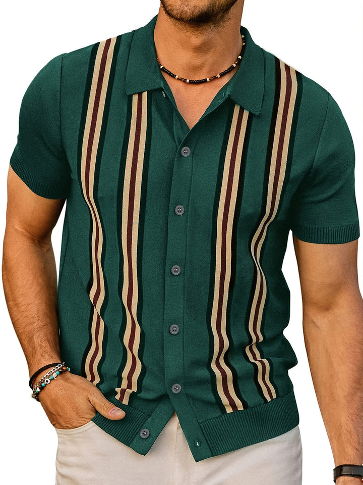 Polo pour hommes | Vintage Rayé | Coupe Slim & Élastique | Décontracté & Golf