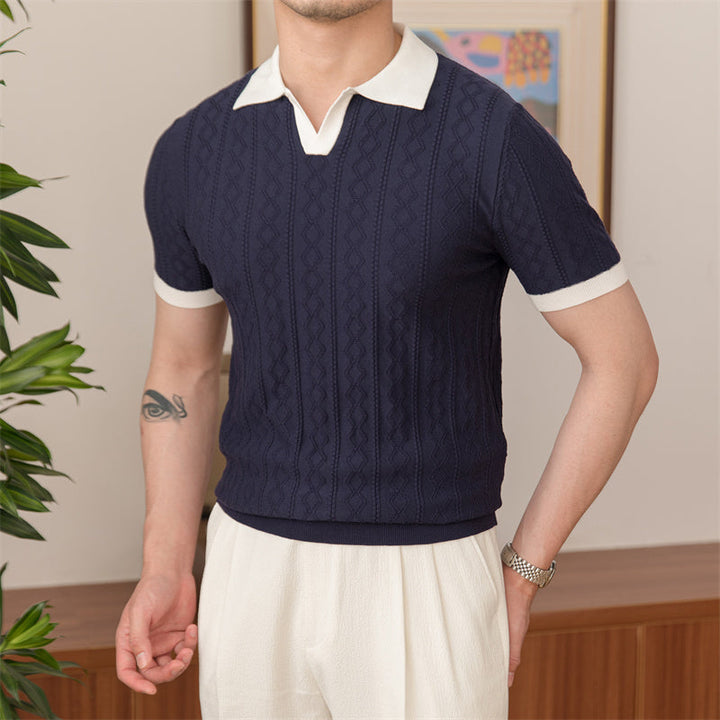 Polo pour hommes | Tricoté & Manches Courtes | Décontracté & Haut de Gamme | Coupe Ample & Couleur Unie