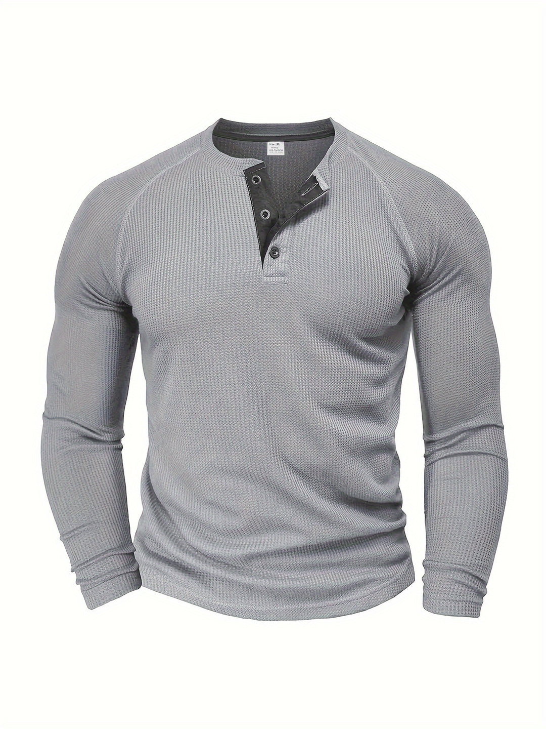 Chemise Henley Ample pour Hommes | Design Uni | Col Rond & Demi-Boutonnage | Manches Longues