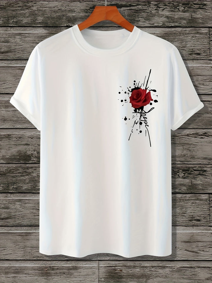 T-shirt Homme | Imprimé Roses | Décontracté & Confortable | Design Unique