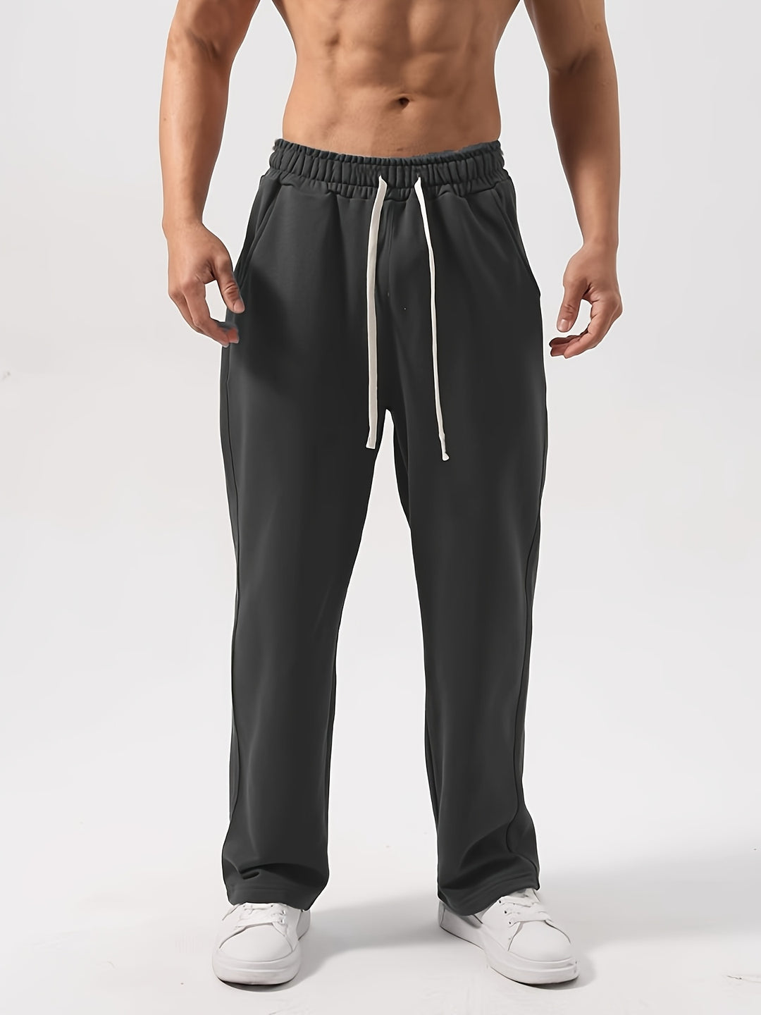 Pantalon de survêtement pour hommes | Cordon de serrage & Poches | Polyester respirant pour le jogging & l'extérieur