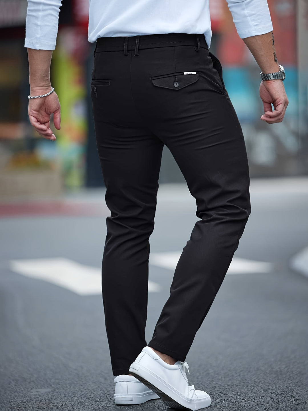 Pantalon Slim-Fit Homme | Confort Flexible & Sans Souci | Couleur Unie | Printemps & Automne
