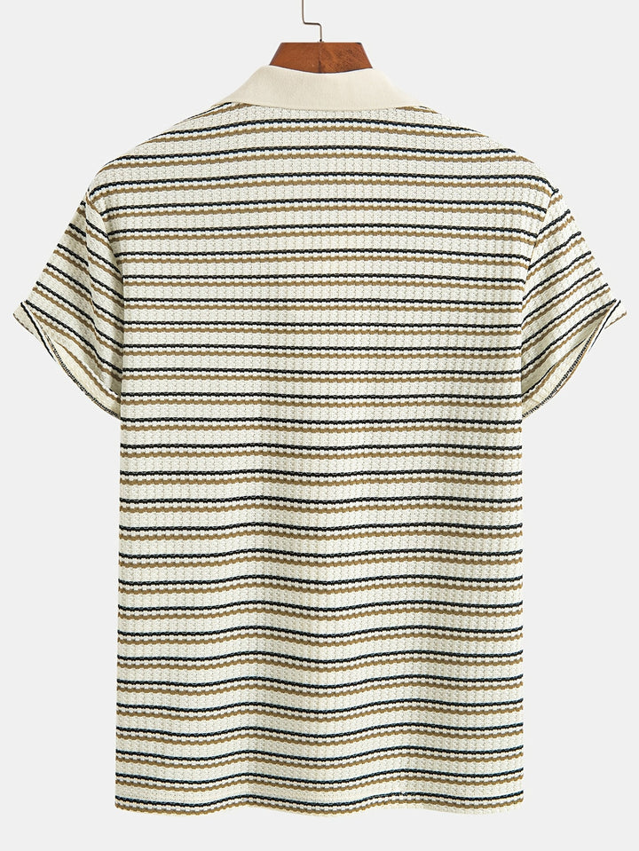Chemise Polo Homme | Rayée Tricotée | Confortable & Respirante | Été