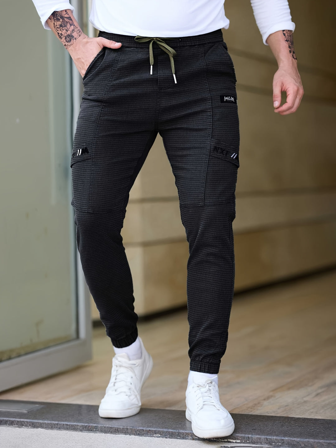Pantalon de jogging pour hommes | Mélange de coton et cordon de serrage | Décontracté et confortable