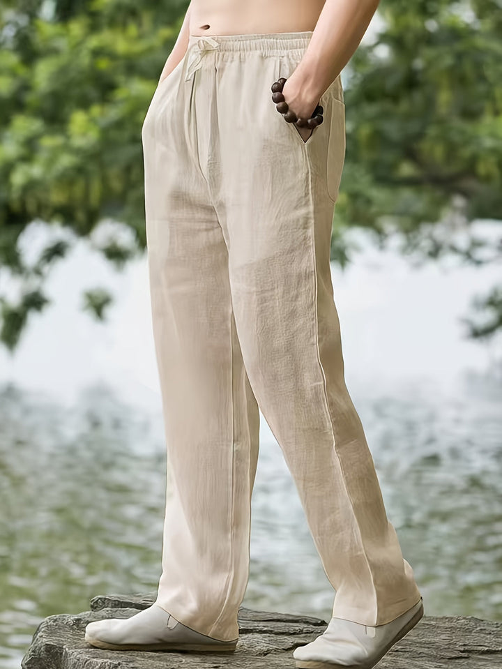 Pantalon homme | Lin-Coton aéré | Élégance décontractée | Confort de jogging d'été