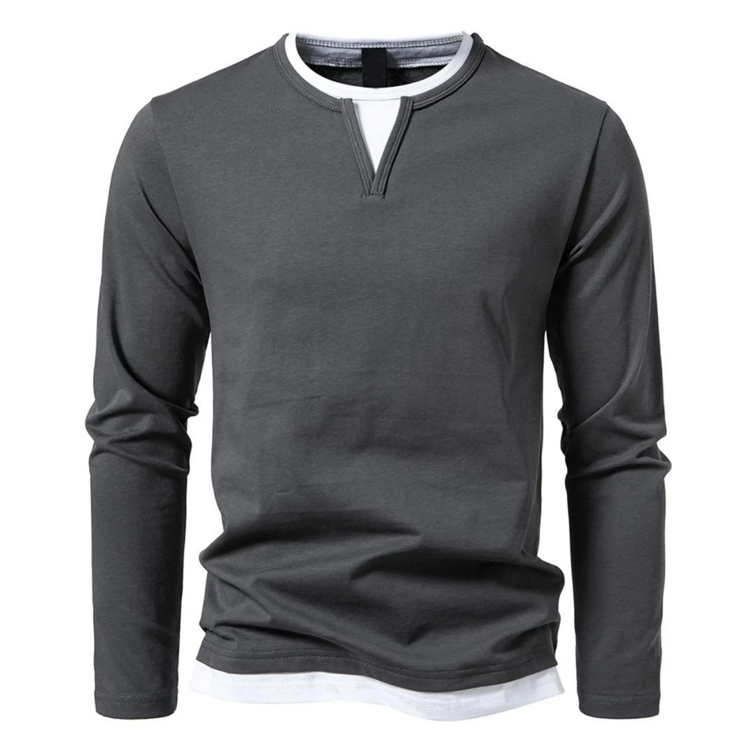T-shirt Homme à Double Couche | Coupe Ample & Confortable | Coton à Manches Longues