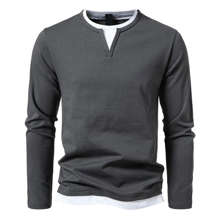 T-shirt Homme à Double Couche | Coupe Ample & Confortable | Coton à Manches Longues