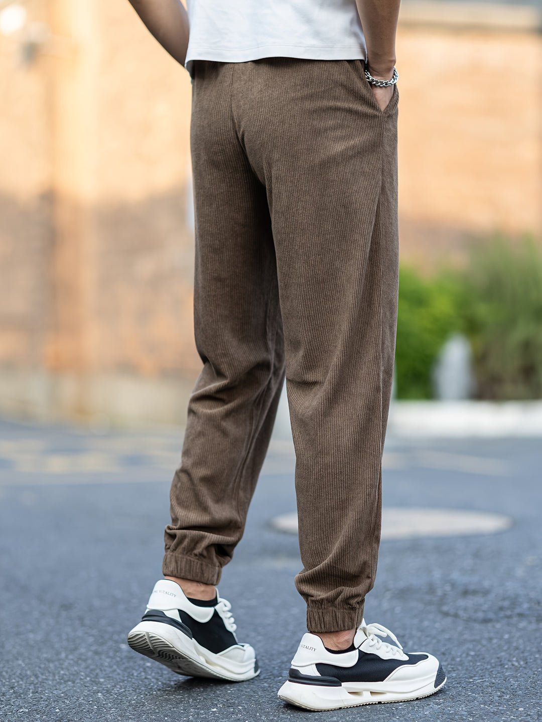 Pantalon de Jogging pour Hommes | Velours Côtelé | Taille avec Cordon de Serrage | Confortable & Décontracté