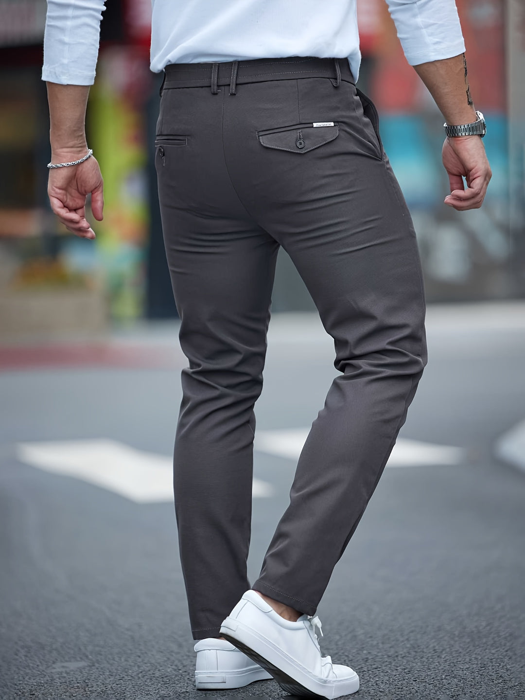 Pantalon Slim-Fit Homme | Confort Flexible & Sans Souci | Couleur Unie | Printemps & Automne