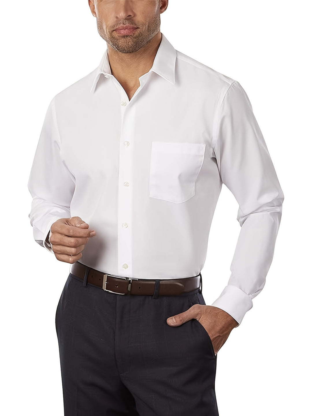 Chemise pour Homme | Classique & Formelle | Couleur Unie | Mélange Coton-Polyester