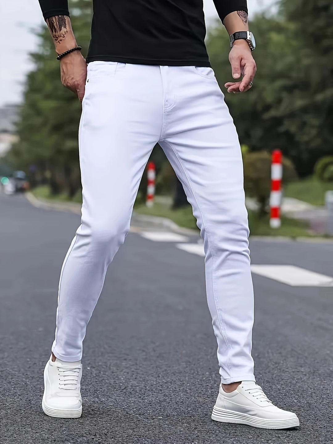 Jeans skinny pour homme | Denim extensible | Taille mi-haute | Décontracté et élégant