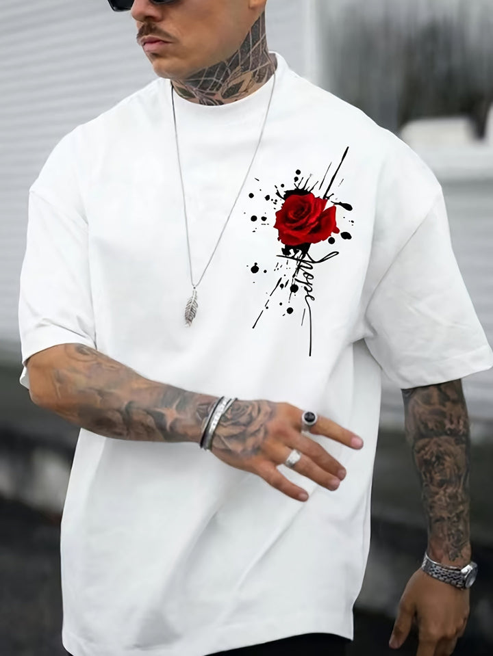 T-shirt Homme | Imprimé Roses | Décontracté & Confortable | Design Unique