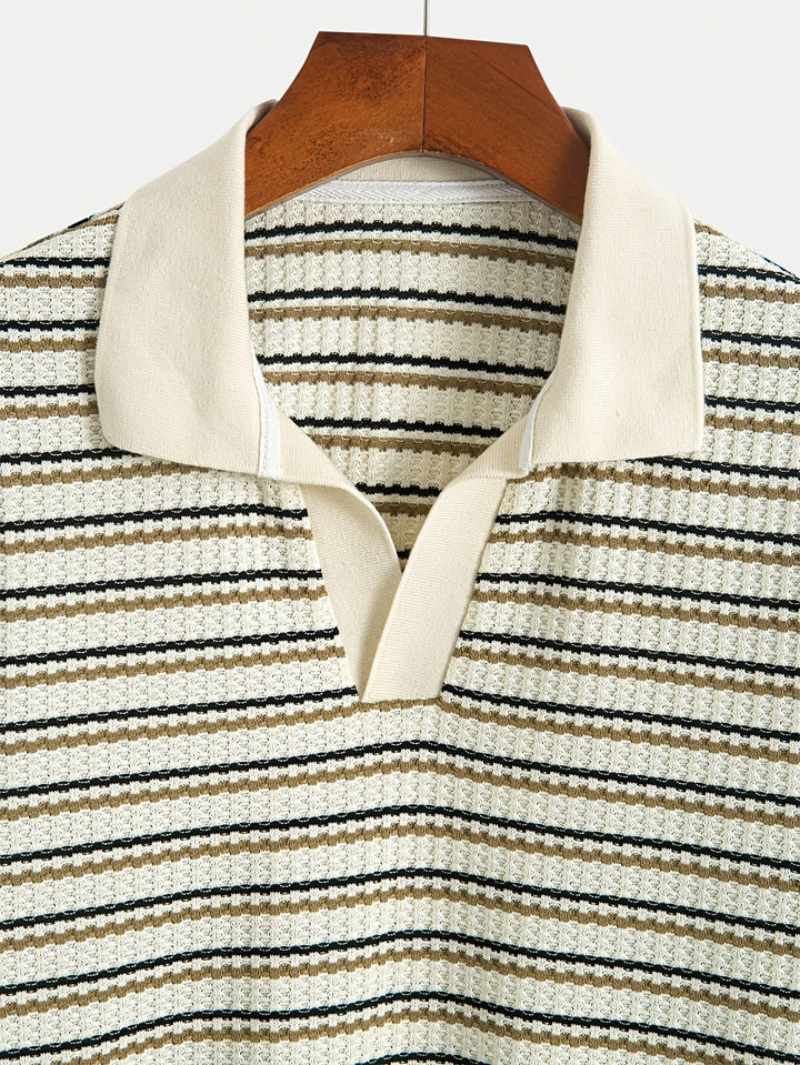 Chemise Polo Homme | Rayée Tricotée | Confortable & Respirante | Été