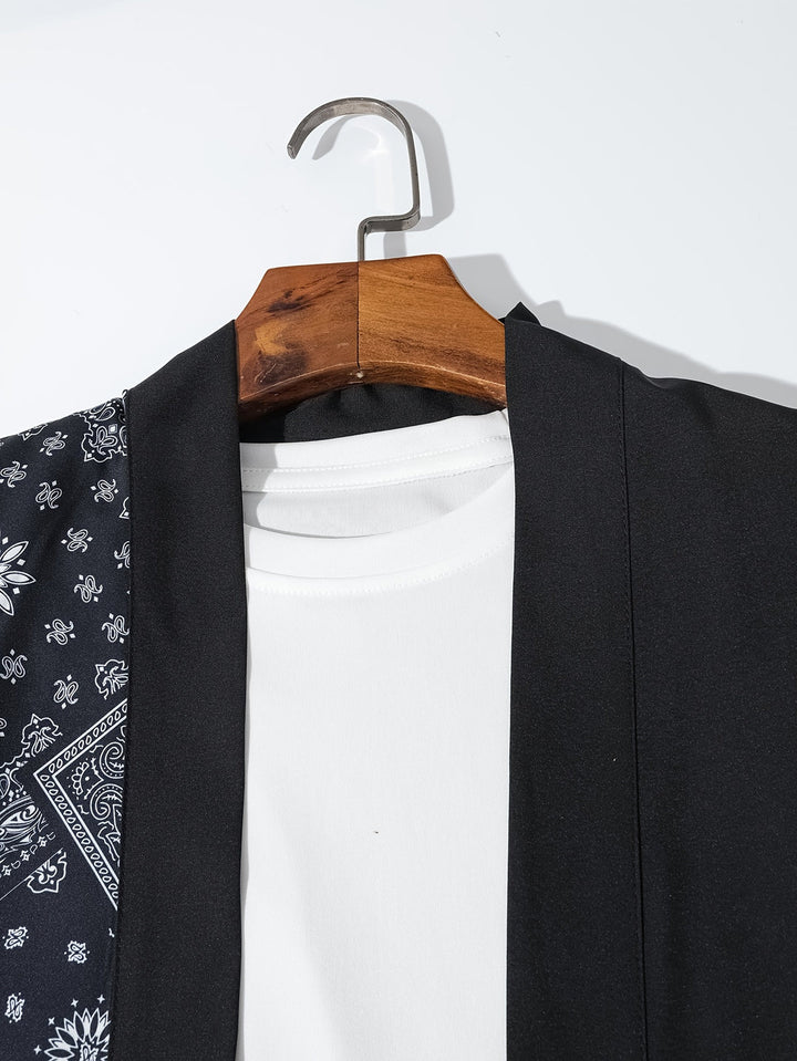 Gilet Kimono d'Été pour Hommes | Léger & Décontracté | Imprimé de Vagues | Manches Courtes