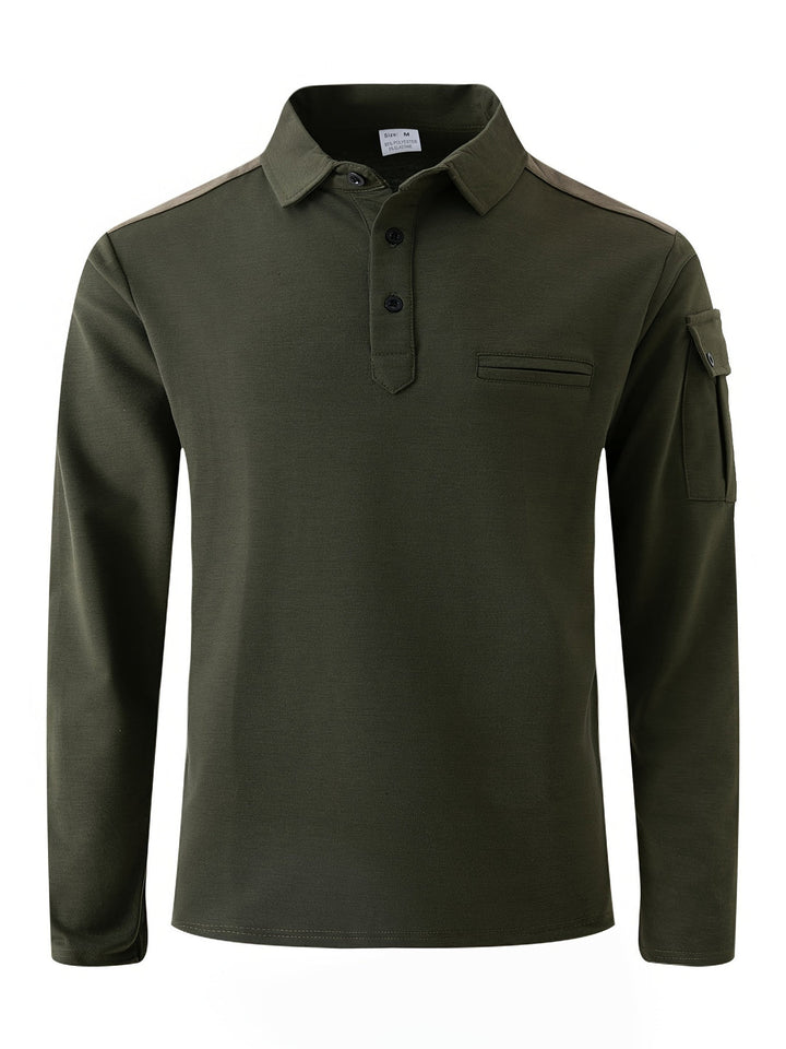 Chemise Casual Homme | Poches sur les bras & Écussons d'épaule | Manches longues & Tissu extensible pour les activités de plein air