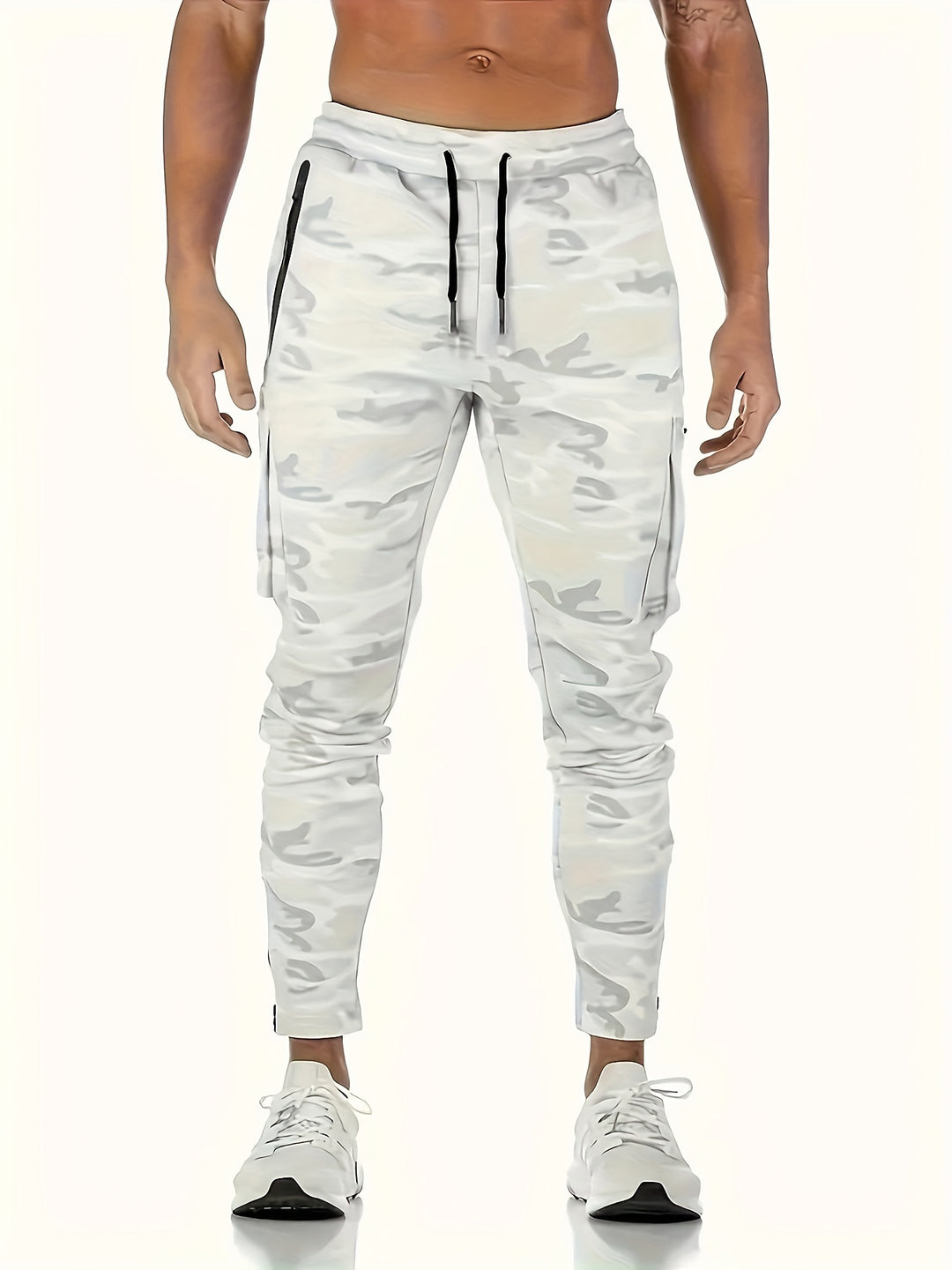Joggers Cargo pour Hommes | Tissu Élastique & Coupe Slim | Plusieurs Poches & Cordon de Serrage | Pantalon de Sport Décontracté
