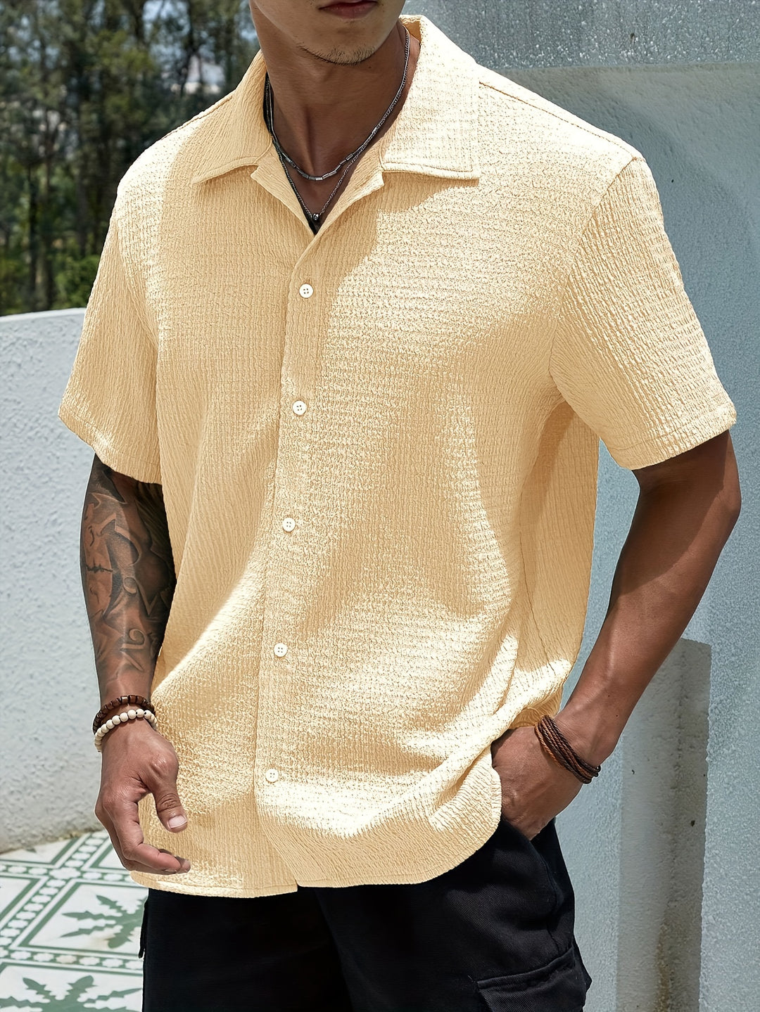 Chemise pour homme | Classique élégante & Légère | Manches Courtes & Fermeture à Boutons