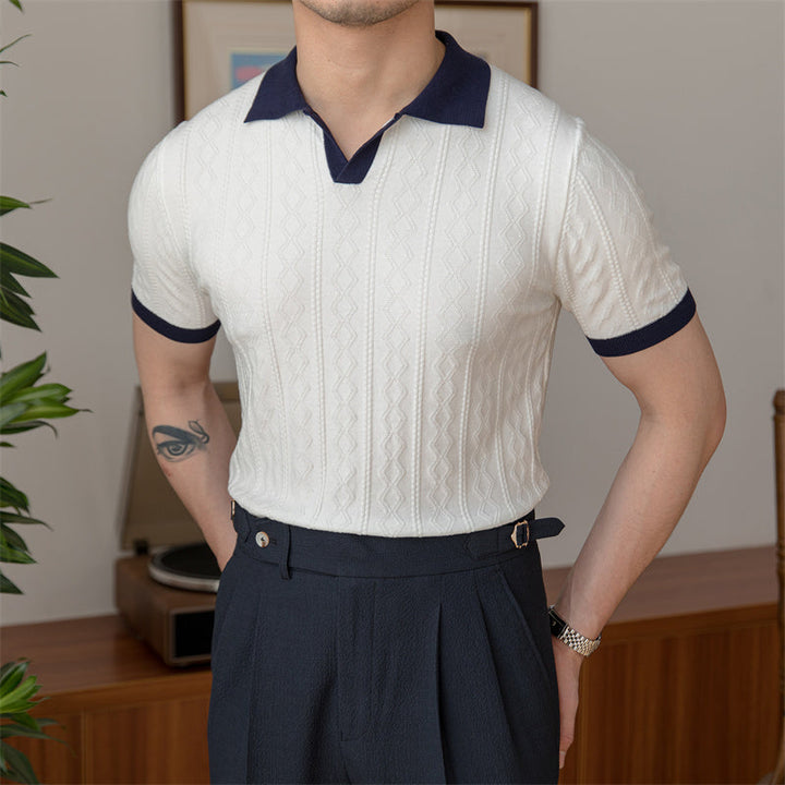 Polo pour hommes | Tricoté & Manches Courtes | Décontracté & Haut de Gamme | Coupe Ample & Couleur Unie