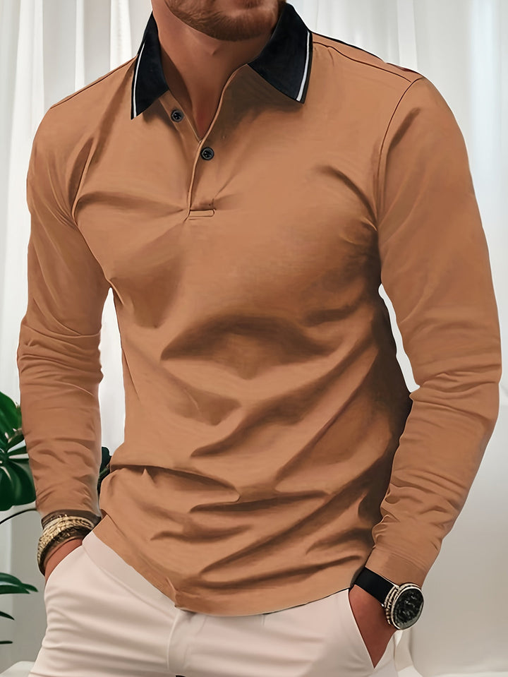 Chemise de Rugby Casual pour Hommes | Col V & Manches Longues | Printemps & Automne | Polo