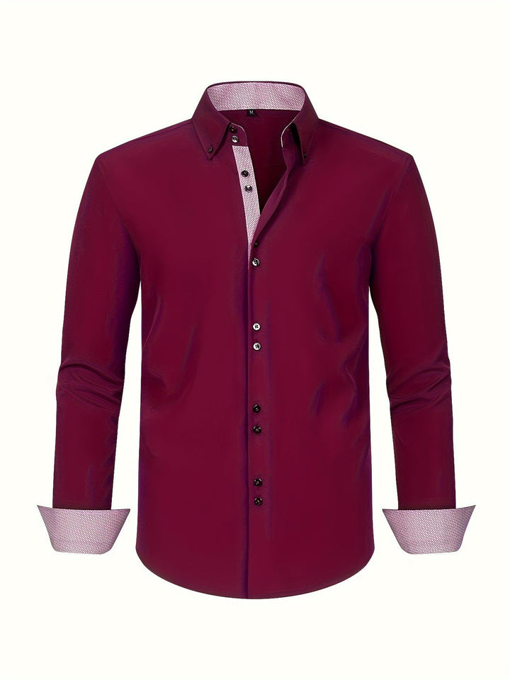 Chemise Homme | Double Boutonnage & Élasthanne | Bleu Clair & Manches Contrastées