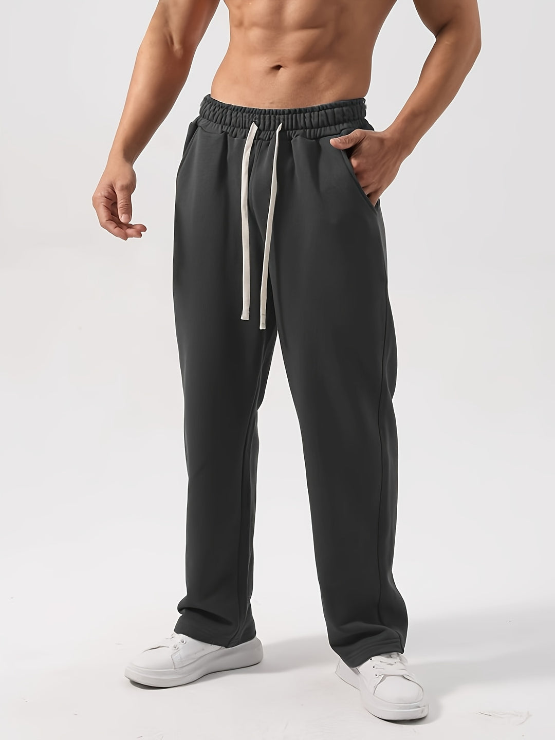 Pantalon de survêtement pour hommes | Cordon de serrage & Poches | Polyester respirant pour le jogging & l'extérieur
