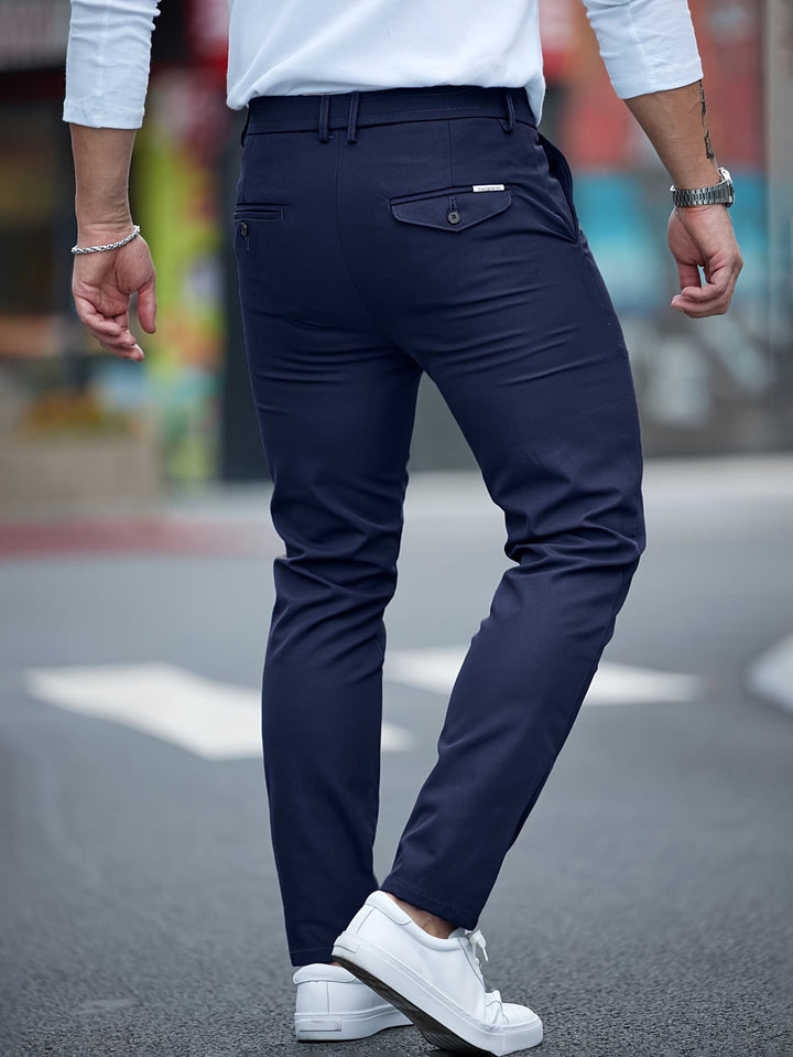 Pantalon Slim-Fit Homme | Confort Flexible & Sans Souci | Couleur Unie | Printemps & Automne
