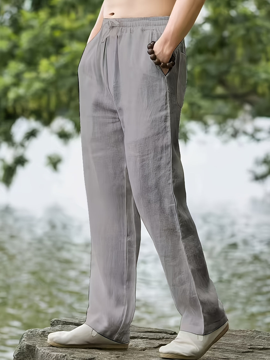 Pantalon homme | Lin-Coton aéré | Élégance décontractée | Confort de jogging d'été
