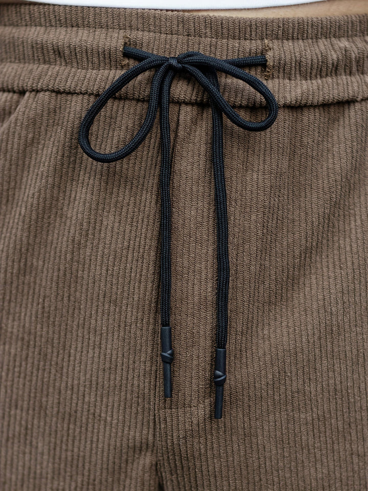 Pantalon de Jogging pour Hommes | Velours Côtelé | Taille avec Cordon de Serrage | Confortable & Décontracté