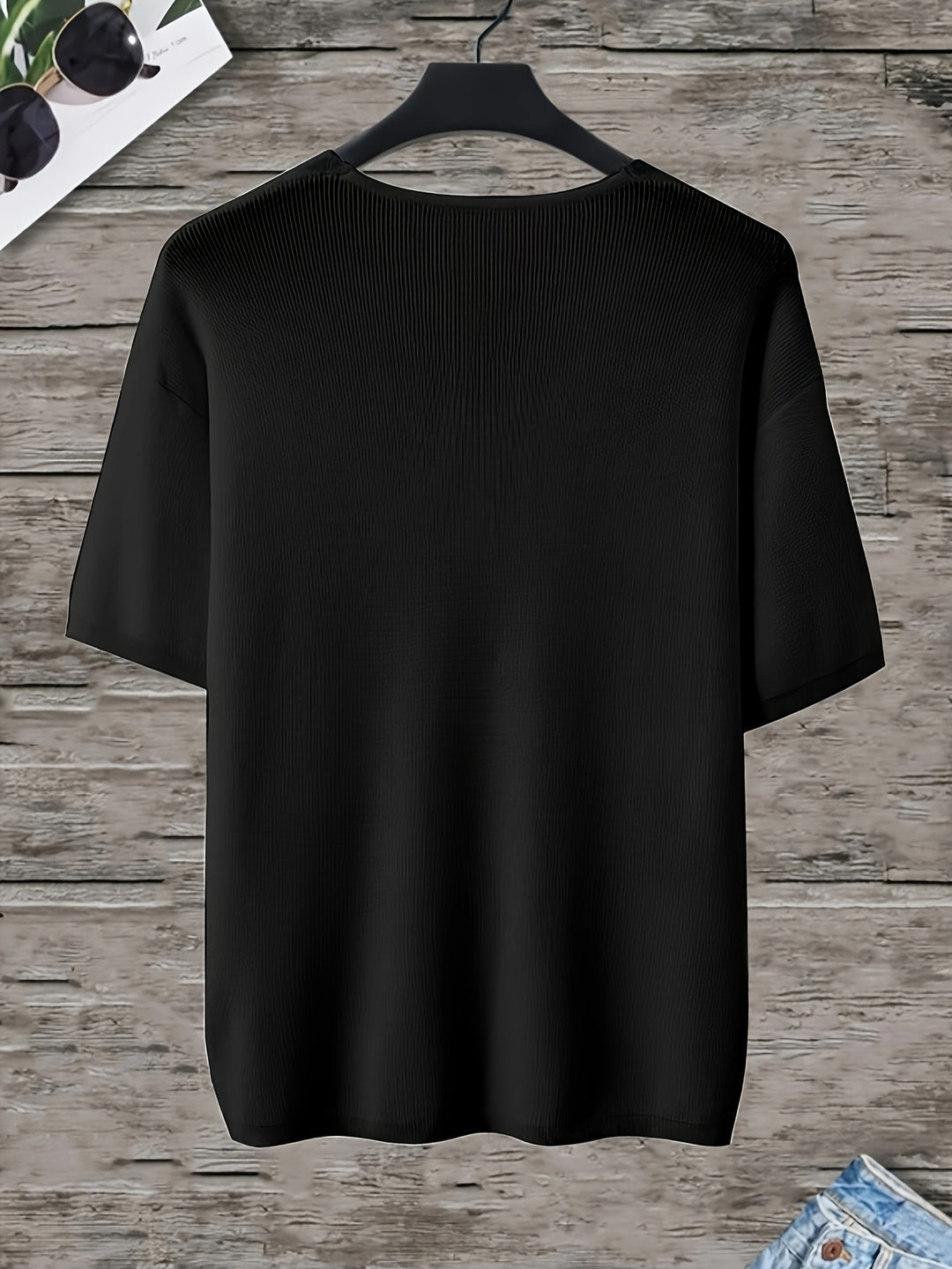 Chemise Tricotée pour Hommes | Col V & Manches Courtes | Coupe Lâche | Casual d'Été