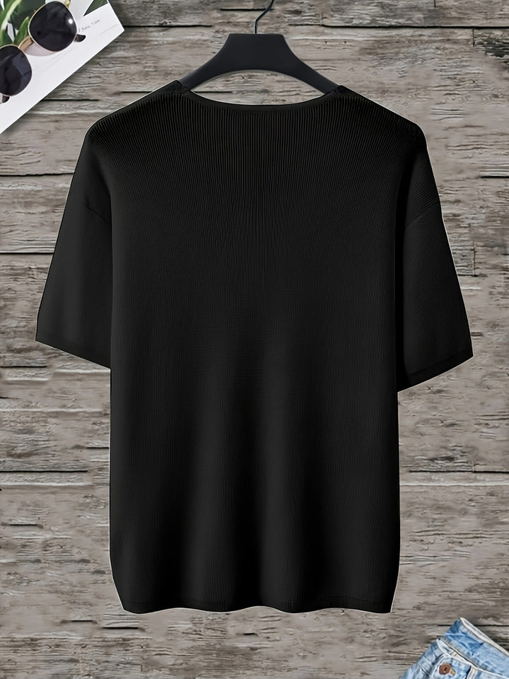 Chemise Tricotée pour Hommes | Col V & Manches Courtes | Coupe Lâche | Casual d'Été