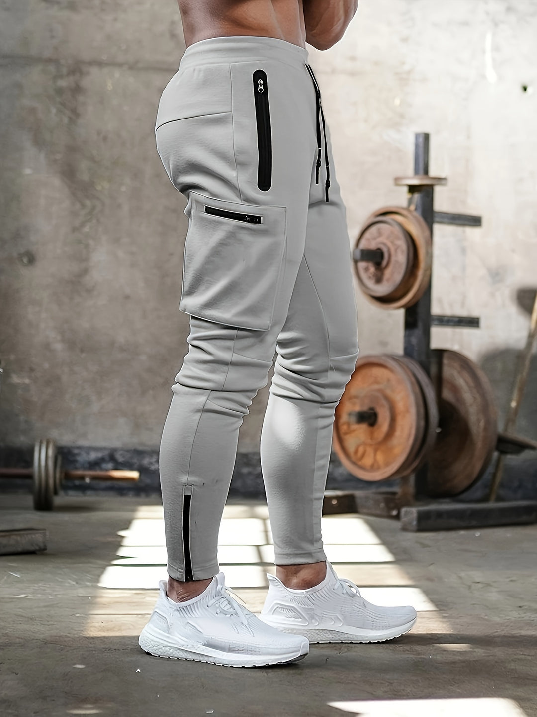Joggers Cargo pour Hommes | Tissu Élastique & Coupe Slim | Plusieurs Poches & Cordon de Serrage | Pantalon de Sport Décontracté
