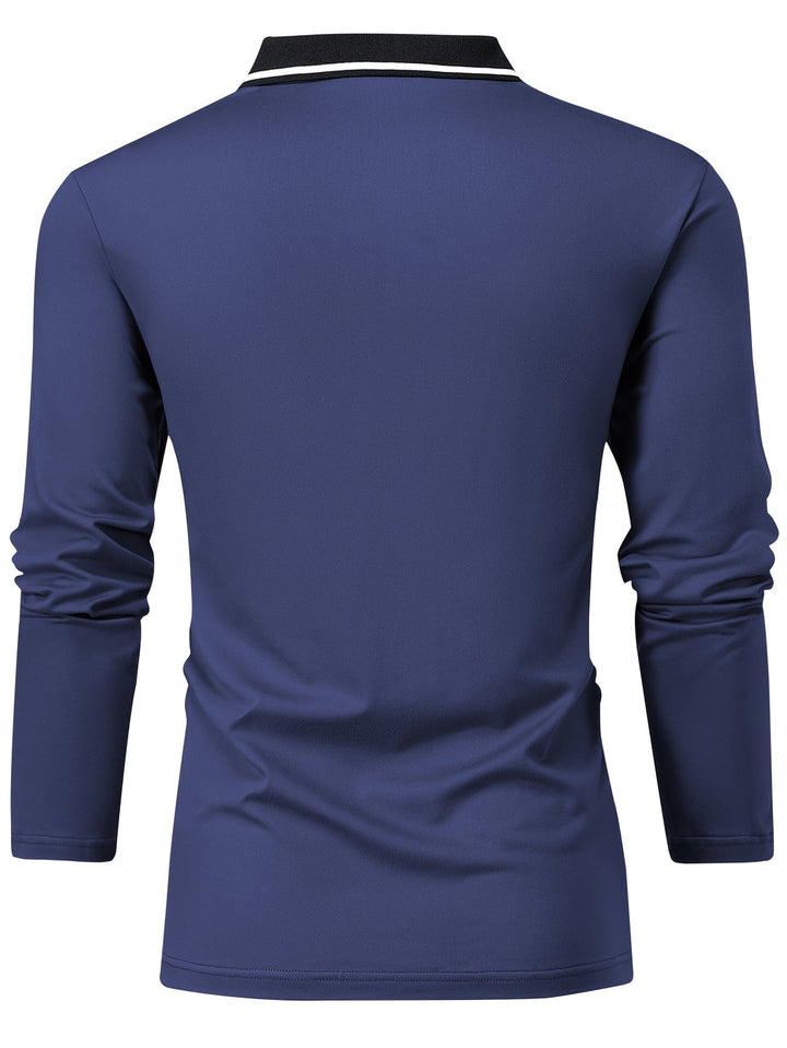 Chemise de Rugby Casual pour Hommes | Col V & Manches Longues | Printemps & Automne | Polo