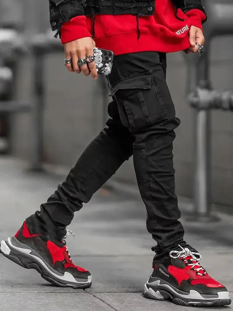 Jeans Cargo Hommes | Coupe étroite et fonctionnelle | Denim confortable | Multi-poches