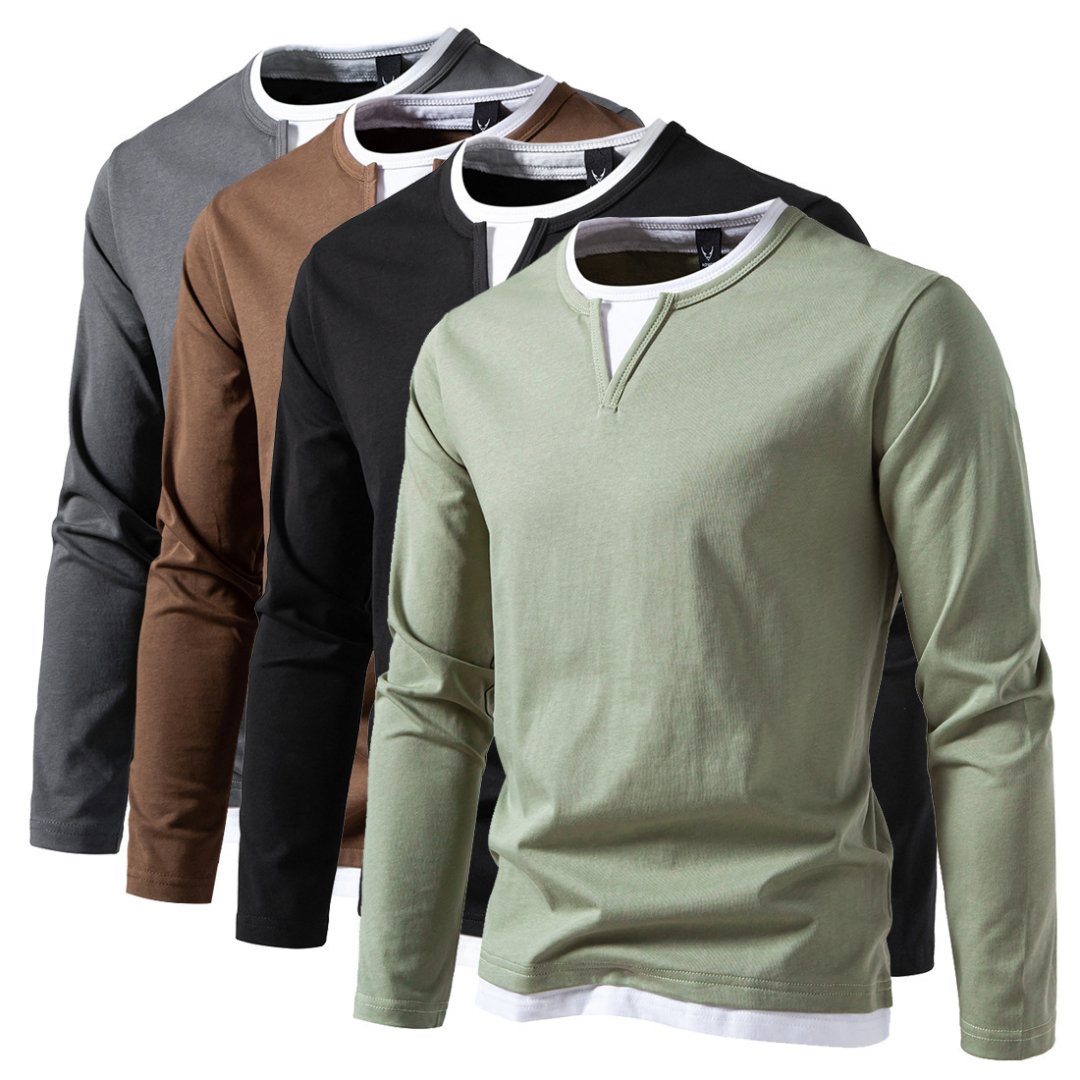 T-shirt Homme à Double Couche | Coupe Ample & Confortable | Coton à Manches Longues