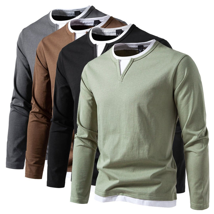 T-shirt Homme à Double Couche | Coupe Ample & Confortable | Coton à Manches Longues