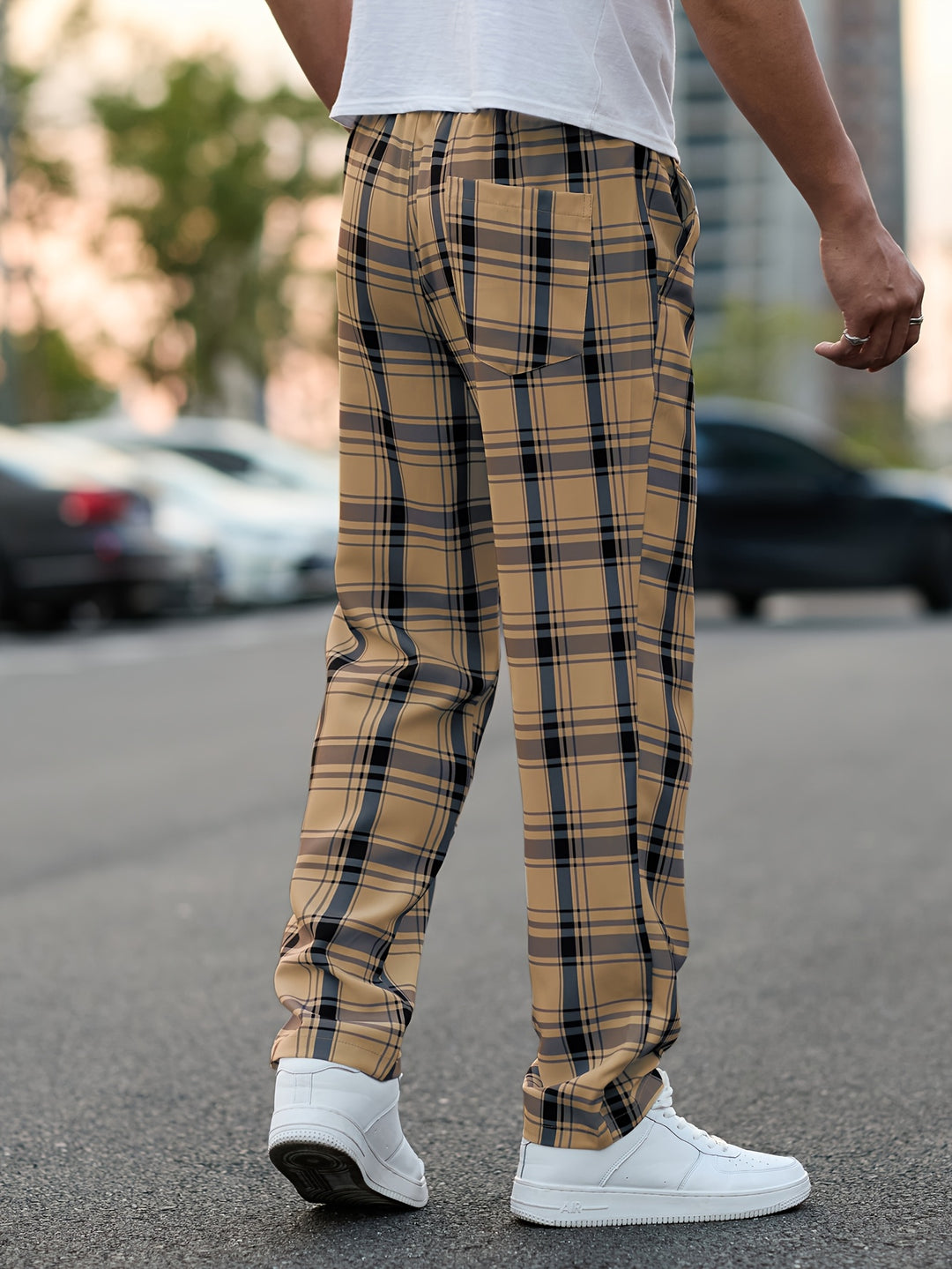 Pantalon Décontracté Homme | Design À Carreaux | Coupe Normale | Taille À Cordons