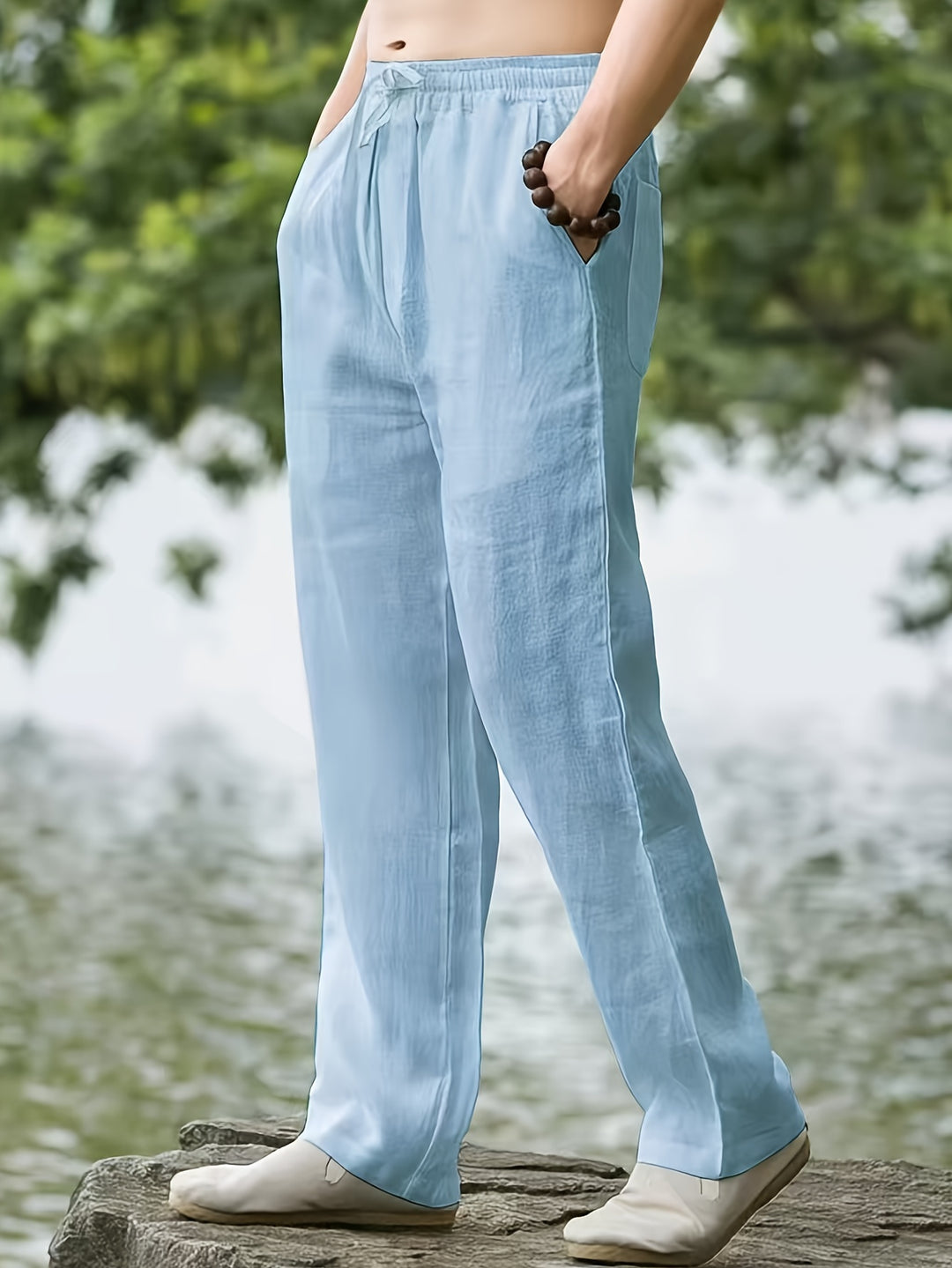 Pantalon homme | Lin-Coton aéré | Élégance décontractée | Confort de jogging d'été