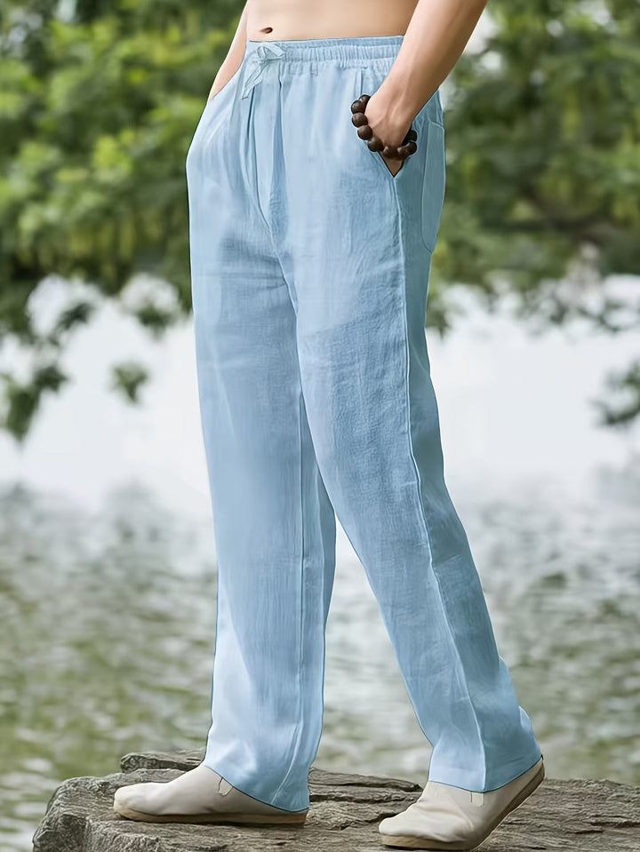 Pantalon homme | Lin-Coton aéré | Élégance décontractée | Confort de jogging d'été