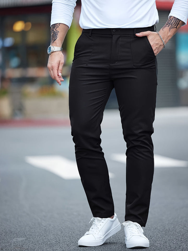 Pantalon Slim-Fit Homme | Confort Flexible & Sans Souci | Couleur Unie | Printemps & Automne