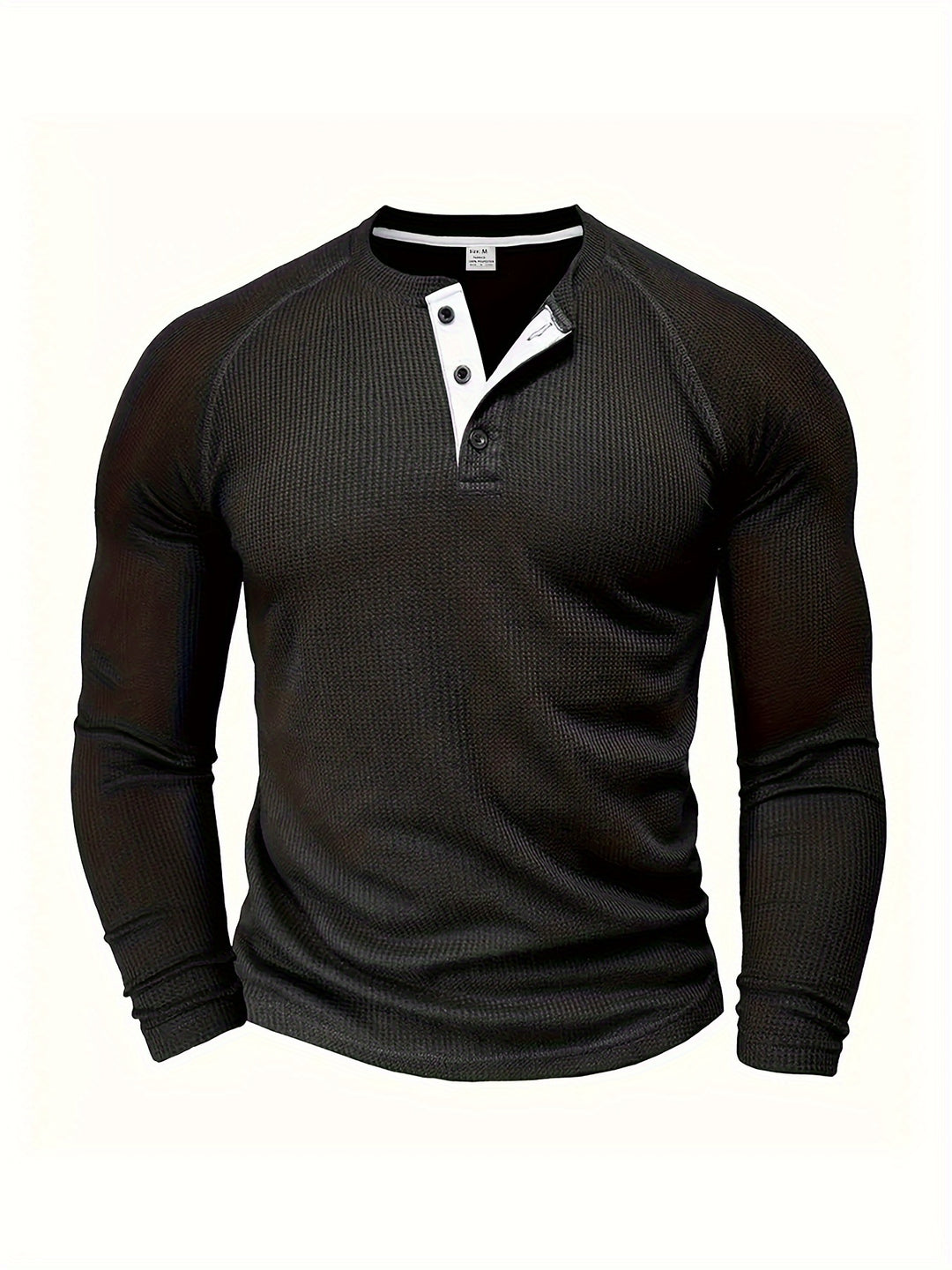 Chemise Henley Ample pour Hommes | Design Uni | Col Rond & Demi-Boutonnage | Manches Longues