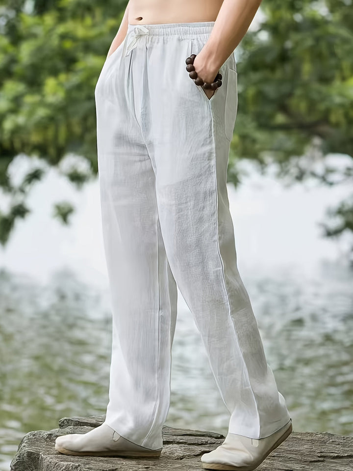Pantalon homme | Lin-Coton aéré | Élégance décontractée | Confort de jogging d'été