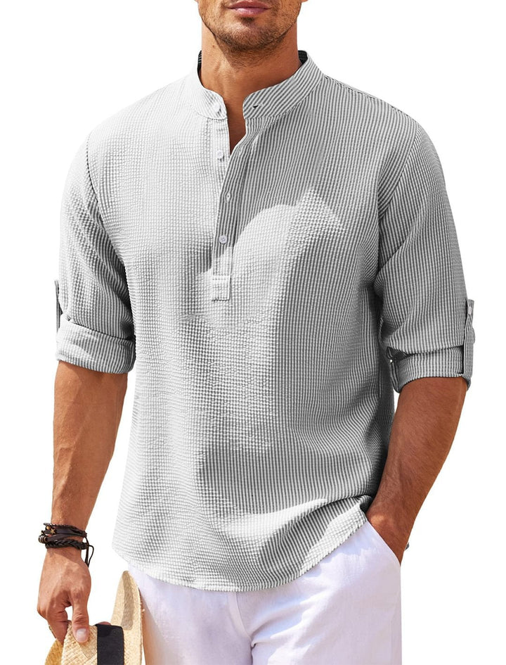 Chemise Décontractée Sans Col | Légère & Respirante | Confort Estival Élégant