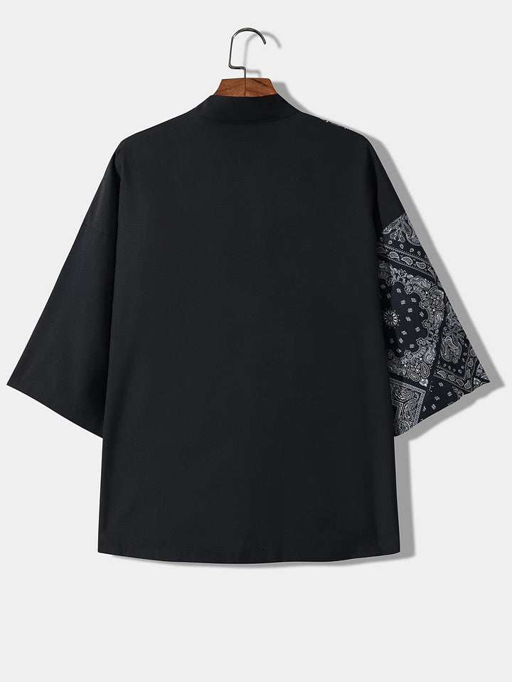 Gilet Kimono d'Été pour Hommes | Léger & Décontracté | Imprimé de Vagues | Manches Courtes