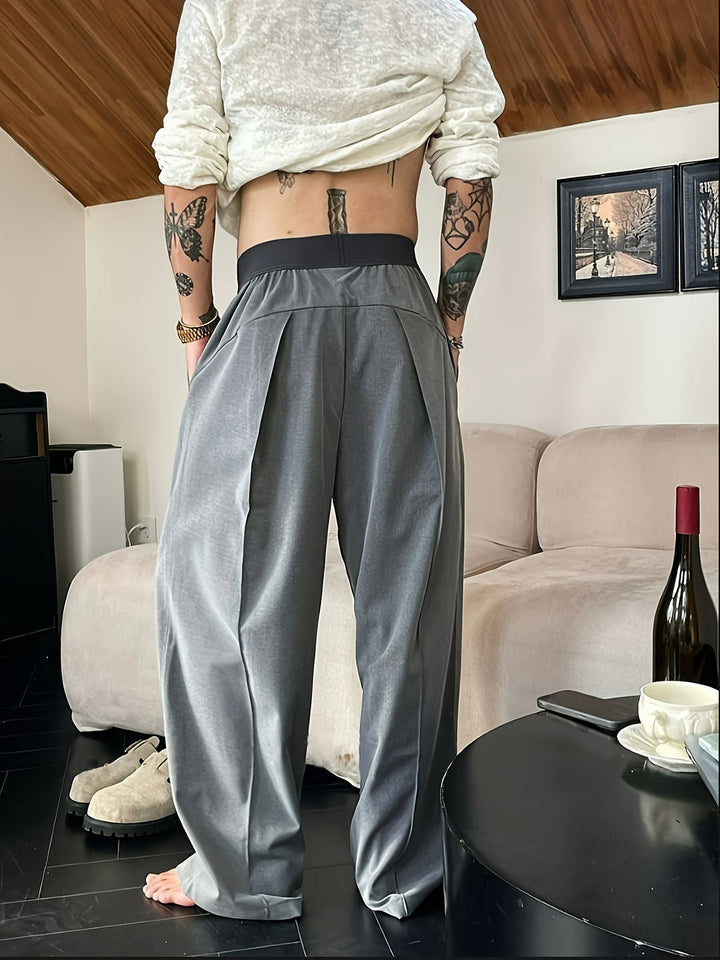 Pantalon Homme | Coupe Détendue | Ceinture Élastique | Couleurs Contrastées