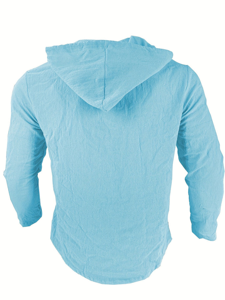 Chemise Heren | Coton-Lin | Avec Capuche & Cordon de Serrage | Décontractée & Élégante