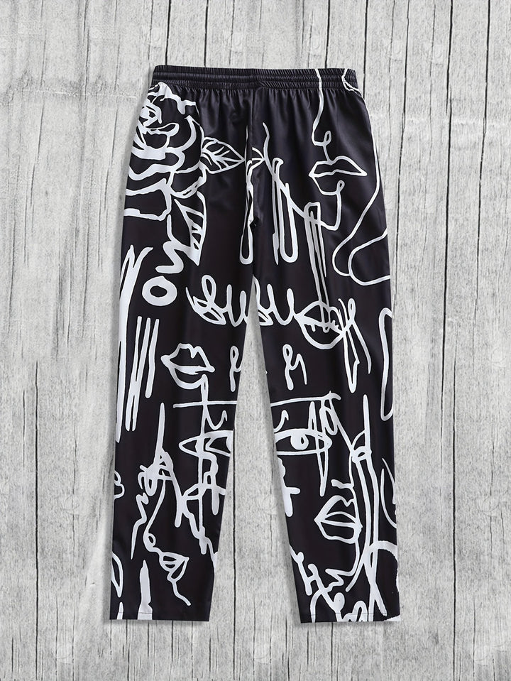 Pantalon de jogging | Imprimé abstrait | Coupe décontractée | Style Hip-Hop & Streetwear