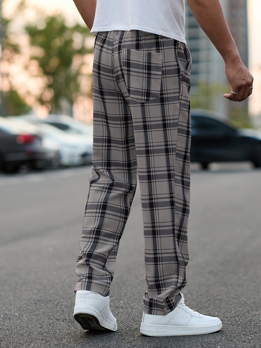 Pantalon Décontracté Homme | Design À Carreaux | Coupe Normale | Taille À Cordons
