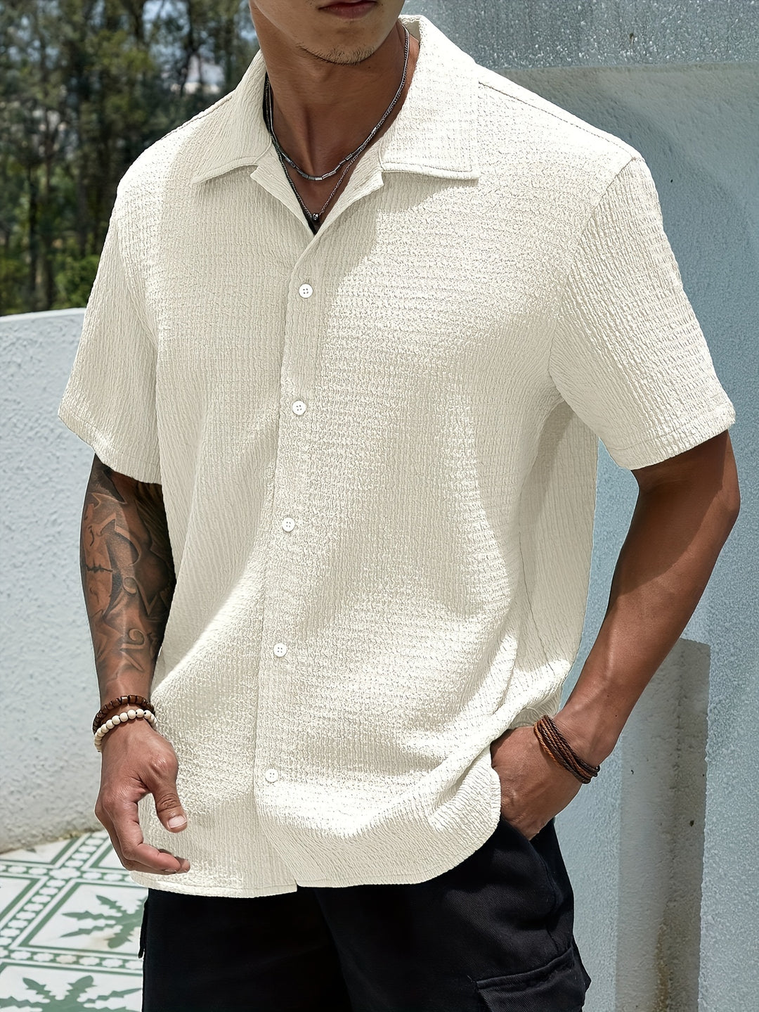 Chemise pour homme | Classique élégante & Légère | Manches Courtes & Fermeture à Boutons