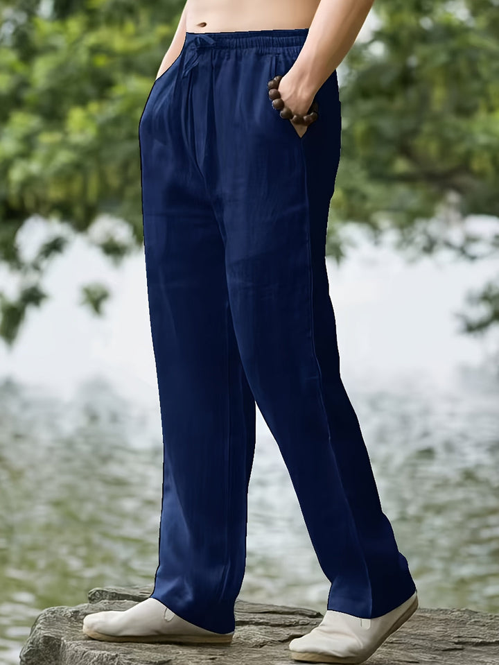 Pantalon homme | Lin-Coton aéré | Élégance décontractée | Confort de jogging d'été