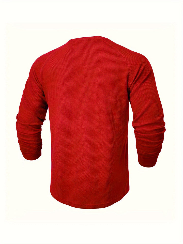 Chemise Henley Ample pour Hommes | Design Uni | Col Rond & Demi-Boutonnage | Manches Longues
